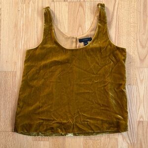 J. CREW Rayon & Silk Velvet Cropped Tank Blouse, Gold PXXS